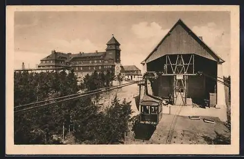 AK Fichtelberg, Fichtelberghaus mit Schwebebahn