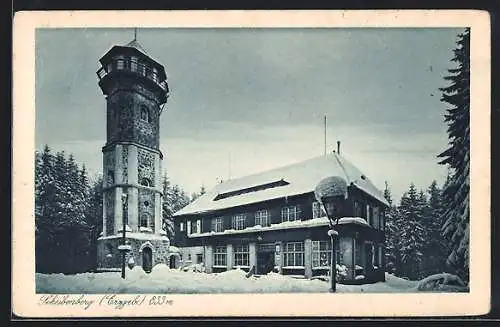 AK Scheibenberg /Erzgeb., Pension Unterkunftshaus Scheibenberg, Bergwirt Otto Estler