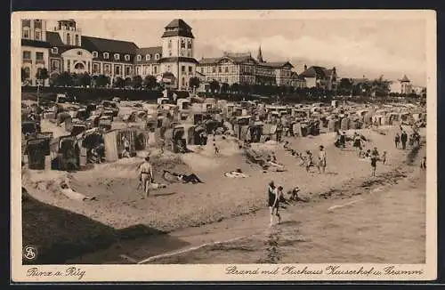 AK Binz a. Rüg., Strand mit Kurhaus Kaiserhof u. Gramm