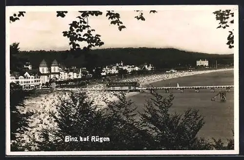 AK Binz auf Rügen, Strandbad und Seebrücke