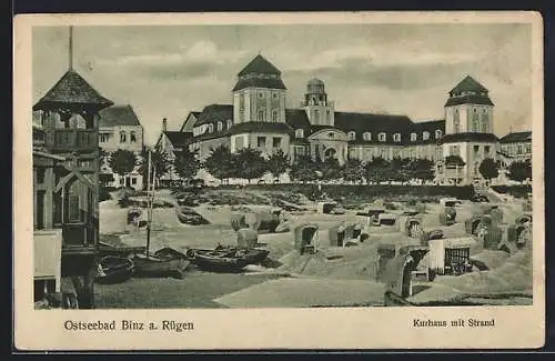 AK Binz a. Rügen, Kurhaus mit Strand