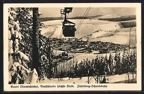 AK Oberwiesenthal, Fichtelberg-Schwebebahn im Schnee