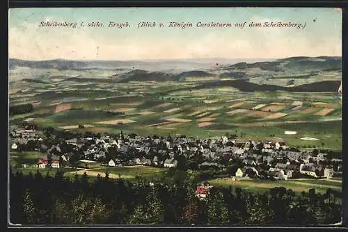 AK Scheibenberg i. sächs. Erzgeb., Blick v. Königin Carolaturm auf dem Scheibenberg