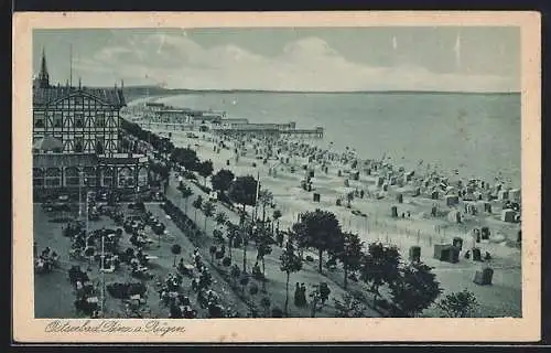 AK Binz a. Rügen, Strandbad und Promenade aus der Vogelschau