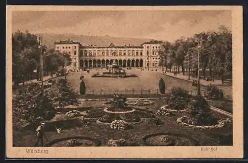 AK Würzburg, Bahnhof mit Anlagen