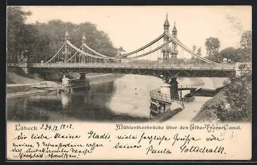 AK Lübeck, Mühlentorbrücke über den Elbe-Trave-Kanal