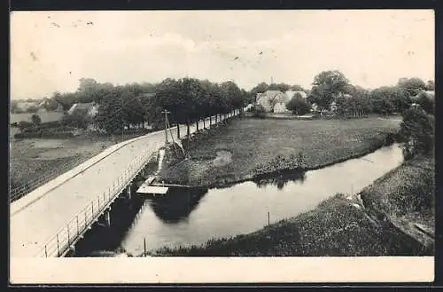 AK Hermannsburg / Lüneburger Heide, Teilansicht mit Brücke