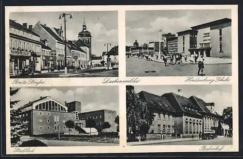 AK Luckenwalde, Bahnhof, Hindenburg-Schule, Breite Strasse, Stadtbad