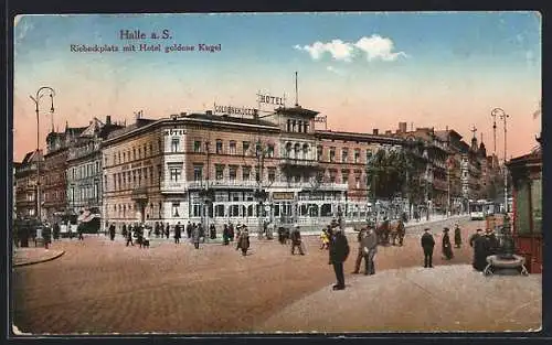 AK Halle / Saale, Riebeckplatz mit Hotel Goldene Kugel