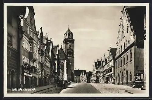 AK Donauwörth, Strassenpartie mit Geschäften