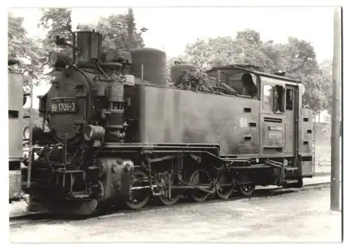 Fotografie Horst Golzsch, Leipzig, Deutsche Reichsbahn DDR, Kleinbahn Schmalspurbahn, Dampflok, Lokomotive Nr. 99 1706-3