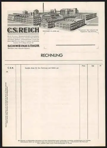 Rechnung Schweina i. Thür., Firma C. S. Reich, Modellansicht der gesamten Fabrikanlage