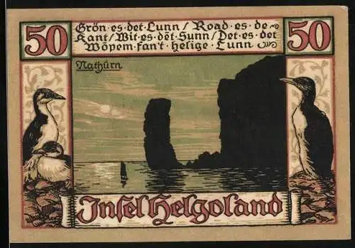 Notgeld Insel Helgoland 1921, 50 Pfennig, Naturmotive und Heiligenabbildung