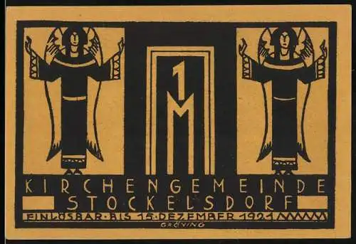 Notgeld Stockelsdorf, 1921, 1 Mark, Engel und Wappen 1767