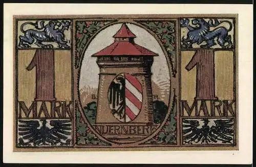 Notgeld Nürnberg 1921, 1 Mark, Hilfsschein der 1. Grossen Notgeld-Ausstellung in Nürnberg, Gedenkschein Händlertag