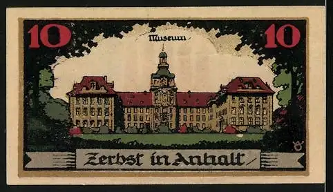 Notgeld Zerbst 1921, 10 Pfennig, Burg und Museum