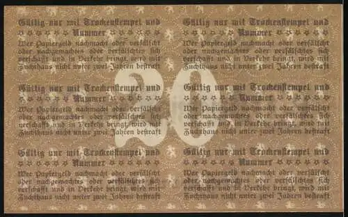 Notgeld Pössneck 1919, 20 Mark, Gutschein gültig bis 1. Febr. 1919