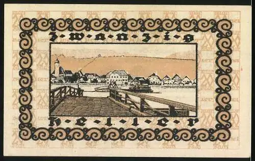 Notgeld Marbach a.d. Donau, 20 Heller, Gutschein der Gemeinde mit Stadtansicht und Brücke