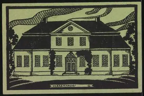 Notgeld Stockelsdorf, 1921, 75 Pf, Kirchengemeinde mit zwei Engeln und Herrenhaus