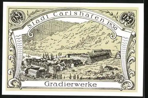 Notgeld Carlshafen, 1 Mark, Die Stadt-Sparkasse Carlshafen, Gradierwerke