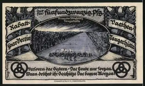 Notgeld Vaethen-Tangerhütte 1921, 25 Pf, Kanone und Schiessplatz