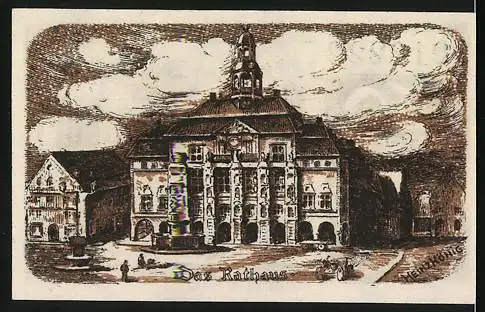 Notgeld Lüneburg, 50 Pfennig, Stadtsiegel und Rathausillustration