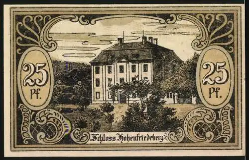 Notgeld Hohenfriedeberg, 25 Pfennig, Protestantische Kirche und Schloss Hohenfriedeberg