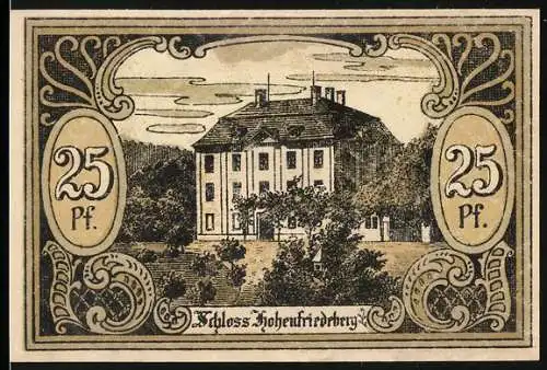 Notgeld Hohenfriedeberg, 25 Pfennig, Schloss Hohenfriedeberg und Protest Kirche, Konto 4C, Nr. 40585