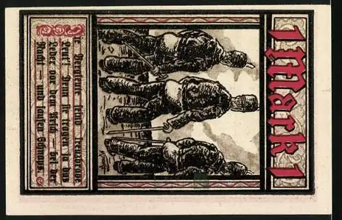 Notgeld Bochum 1921, 1 Mark, Industrie und Bergarbeiter-Motive, Landkreis Bochum