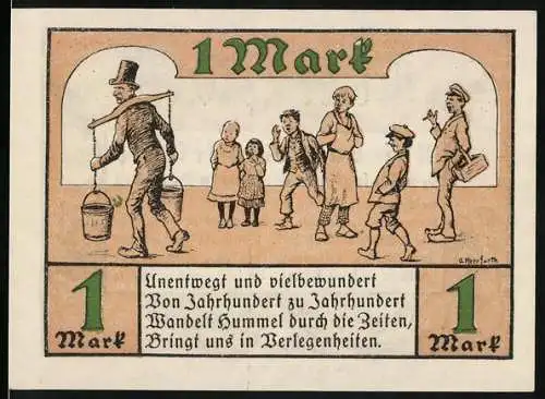 Notgeld Hamburg 1921, 1 Mark, Motiv: Hummel und Zoologischer Garten Hamburg