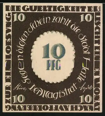 Notgeld Halle, 10 Pfennig, Georg Friedrich Händels Geburtshaus im heutigen Zustand