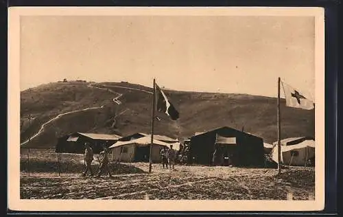 AK Rifkrieg Französisches Lazarett bei Dar-Caid Medbah Marokko, Rotes Kreuz