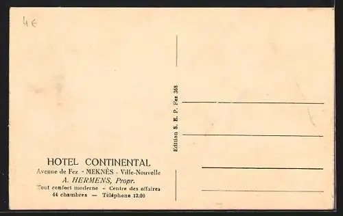 AK Meknès, L`Hôtel Continental