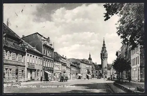 AK Dahme /Mark, Hauptstrasse mit Rathaus und Schneidermeister Paul E.