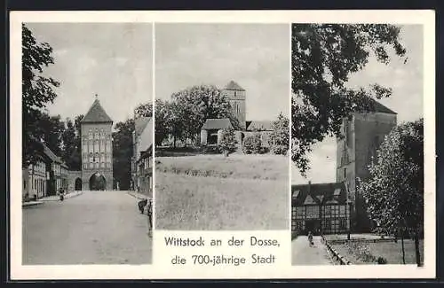 AK Wittstock a. d. Dosse, Ortsansicht, Strassenpartie