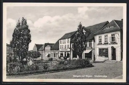 AK Bergen /Rügen, Marktstrasse mit Bank für Handwerk und Gewerbe