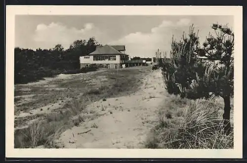 AK Prerow, Strandansicht mit Ferienlager Freundschaft, Deutsche Reichsbahn