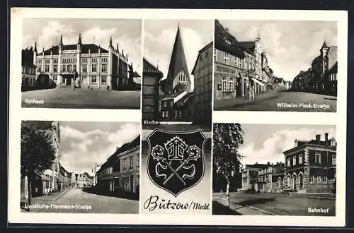 AK Bützow /Meckl., Wilhelm-Pieck-Strasse, Lieselotte-Hermann-Strasse, Bahnhof