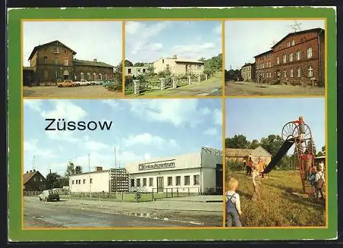 AK Züssow, Bahnhof, Schulstrasse, Konsum-Einkaufszentrum