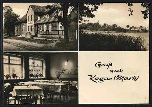 AK Kagar /Mark, Stettens Gasthaus mit Innenansicht, Uferpartie