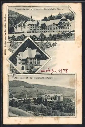 AK Marzell /Baden, Frauenheilstätte Luisenheim und Männerheilstätte Friedrichsheim, Doktorhaus
