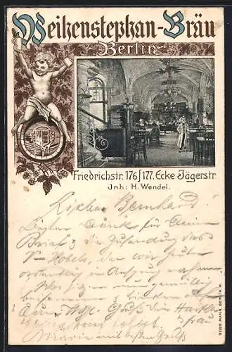 AK Berlin, Gasthof Weihenstephan-Bräu, Friedrichstrasse 176 Ecke Jägerstrasse