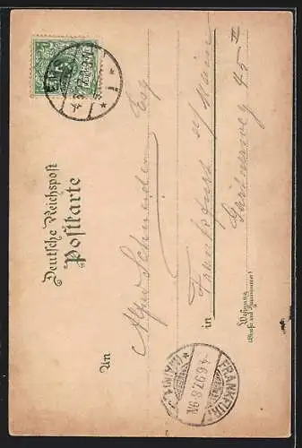 Lithographie Ems, Ortsansicht aus der Vogelschau