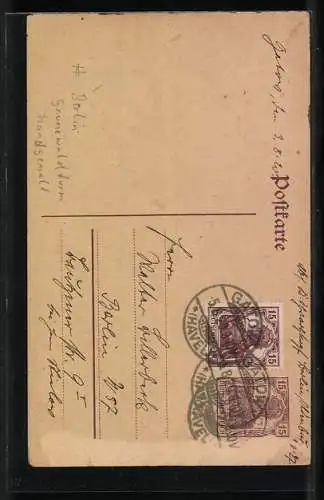 Künstler-AK Handgemalt: Berlin, Grunewaldturm mit Wasserblick