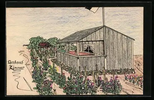 Künstler-AK Handgemalt: Landgut Zimmer