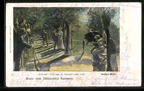 AK Hannover, Schützenfest, Partie der Seufzer Allee, Heimliche Liebe von der Niemand nichts weiss