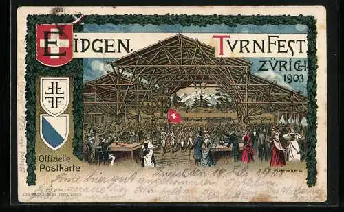 Lithographie Zürich, Eidgenössisches Turnfest, Wappen