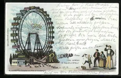 Lithographie Wien, Riesenrad im Wiener Prater