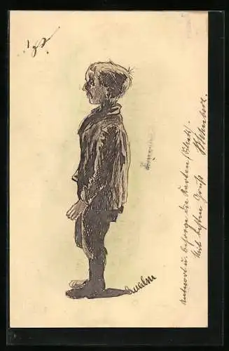 Künstler-AK Handgemalt: Knabe im Anzug