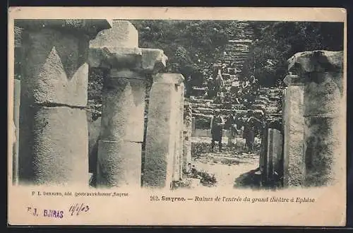 AK Smyrne, Ruines de l`entrée du grand théâtre à Ephèse